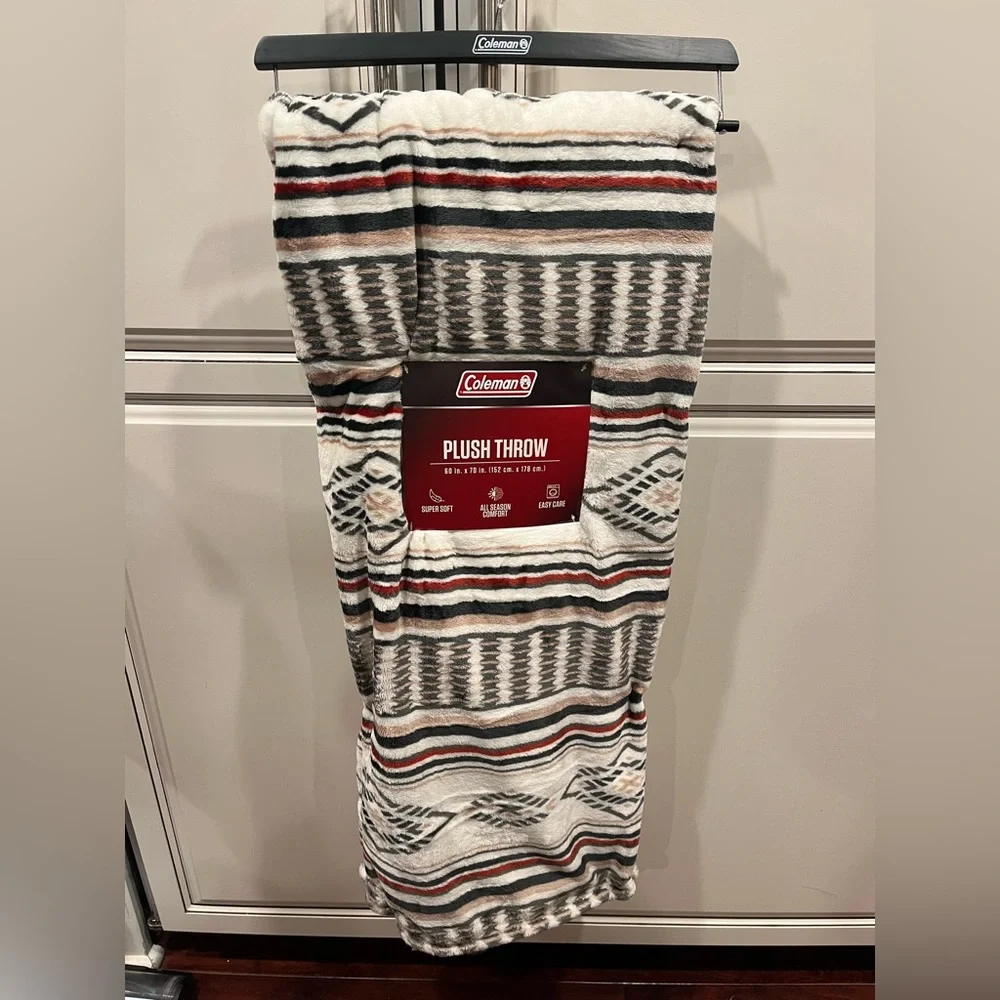 Coleman Striped Geometric Plush Throw Blanket